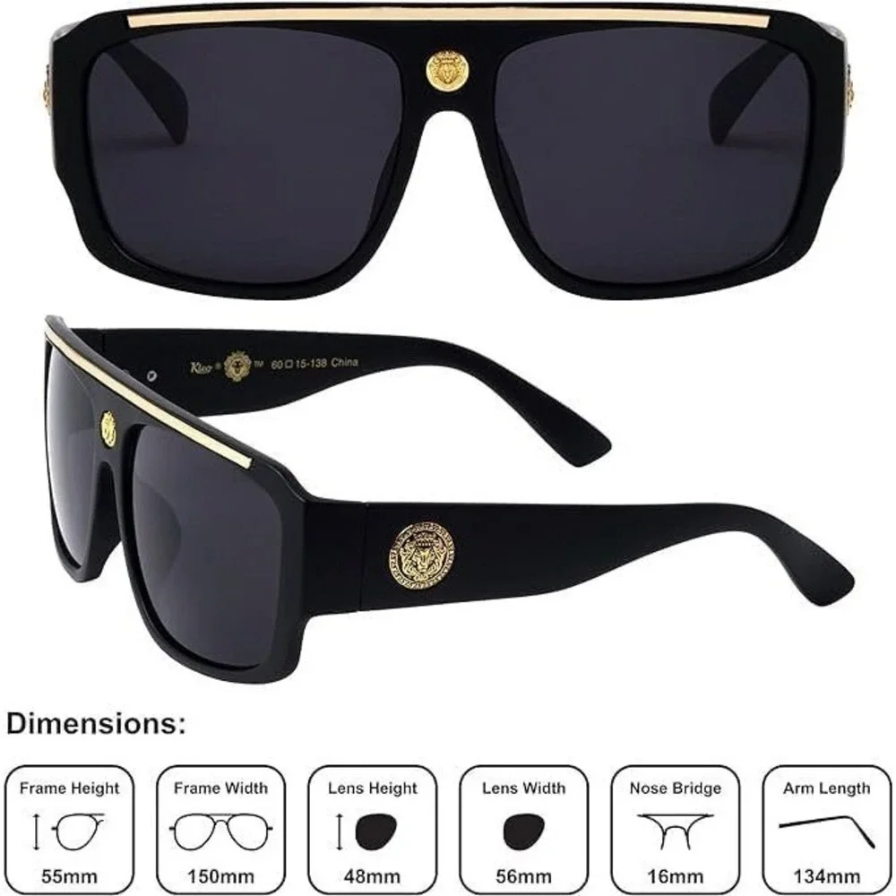 Sunglasses Dark Black Lens Cholo Hip‎ Hop Style UV400 Protection Rectangular New